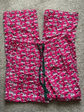 Vineyard Vines Pink 100% Cotton Flannel Christmas Tree Whale Pajama Lounge Pants
